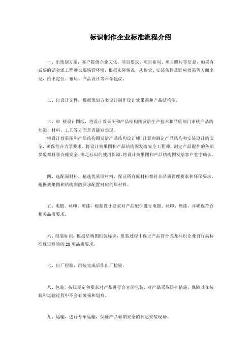 标识制作企业标准流程介绍
