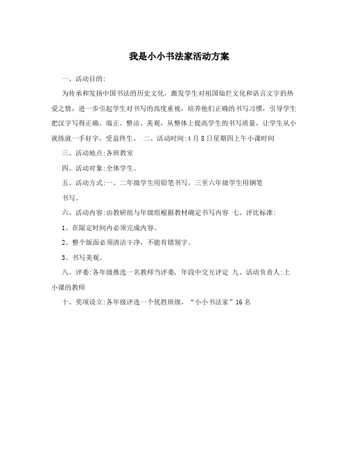 我是小小书法家活动方案