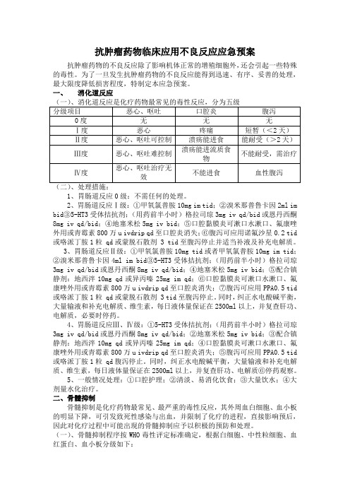 抗肿瘤药物临床应用不良反应应急预案及处置