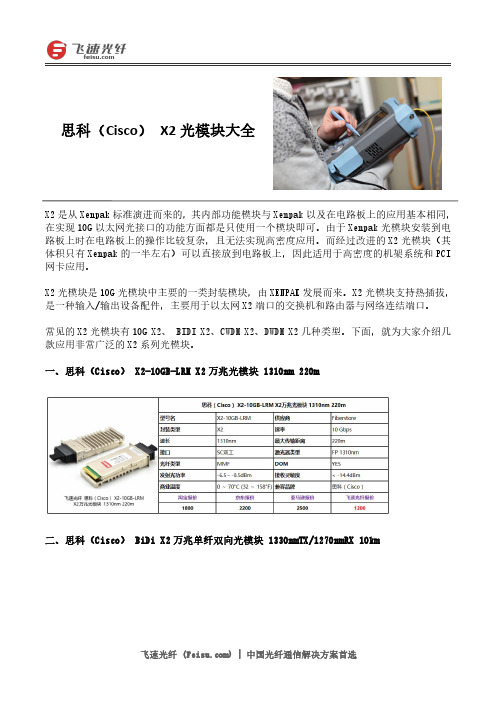 思科(Cisco) X2光模块大全