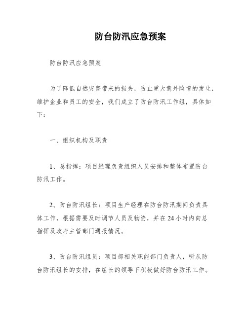 防台防汛应急预案