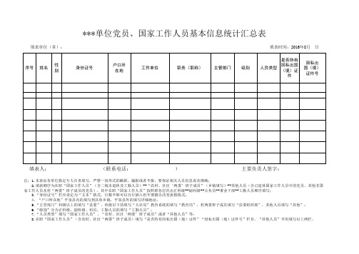 党员、国家机关工作人员信息统计表