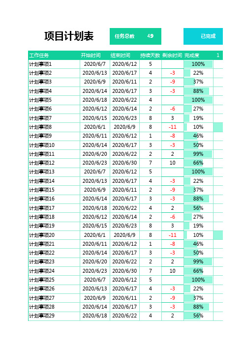 项目计划表