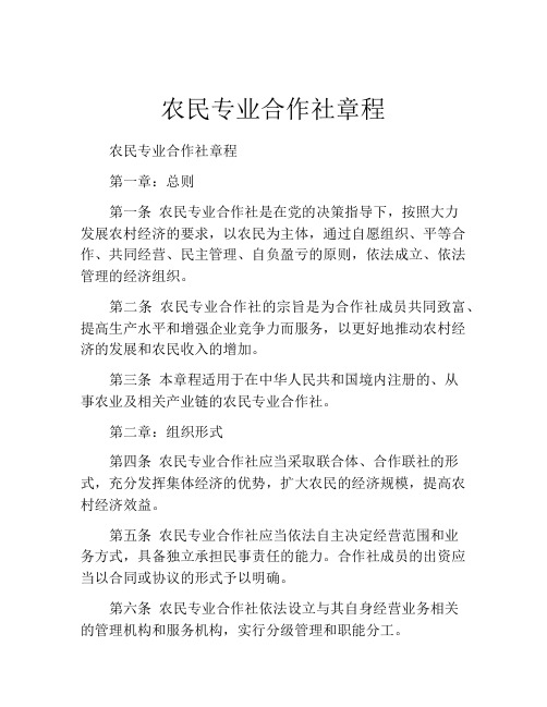 农民专业合作社章程 (4)