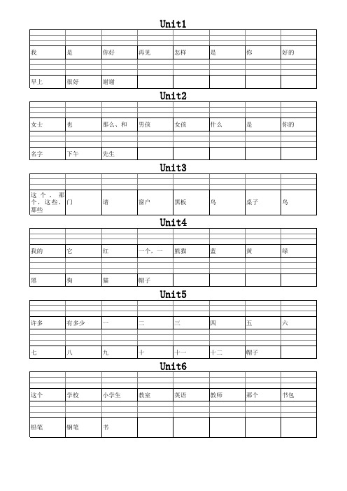 外研版小学三年级上册英语单词表分课默写强化练习复习测试(三年级起)