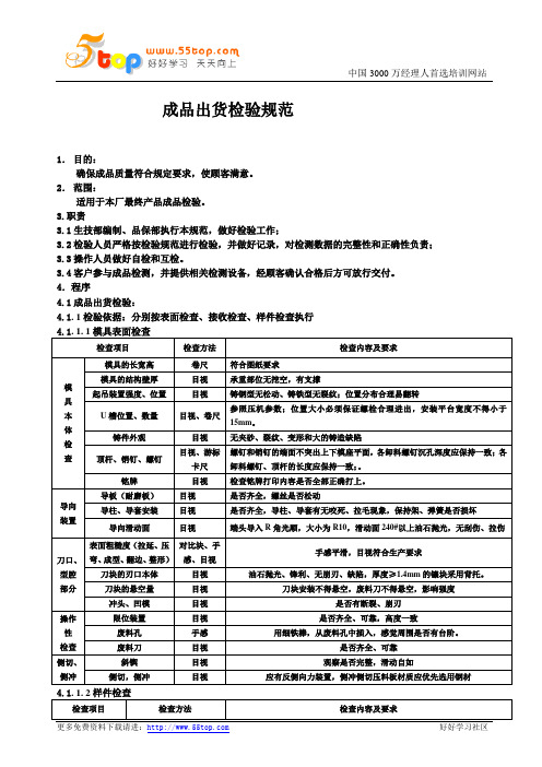 成品出货检验规范