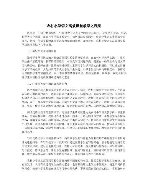 农村小学语文高效课堂教学之我见