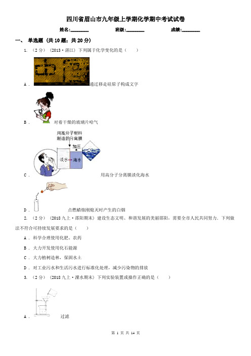 四川省眉山市九年级上学期化学期中考试试卷