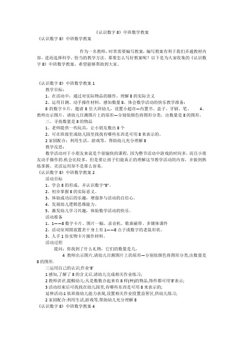 《认识数字8》中班数学教案