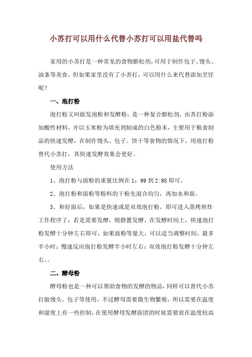 小苏打可以用什么代替 小苏打可以用盐代替吗