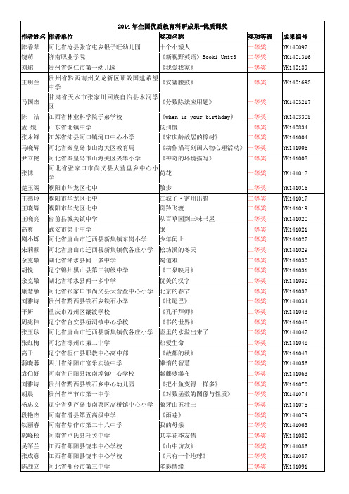 2014年全国优质教育科研成果优质课奖