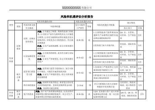 风险和机遇评估分析工作报告