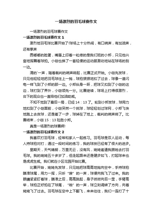 一场激烈的羽毛球赛作文