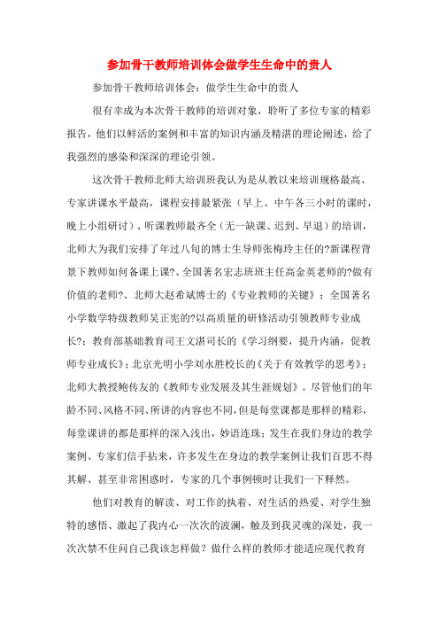 参加骨干教师培训体会做学生生命中的贵人