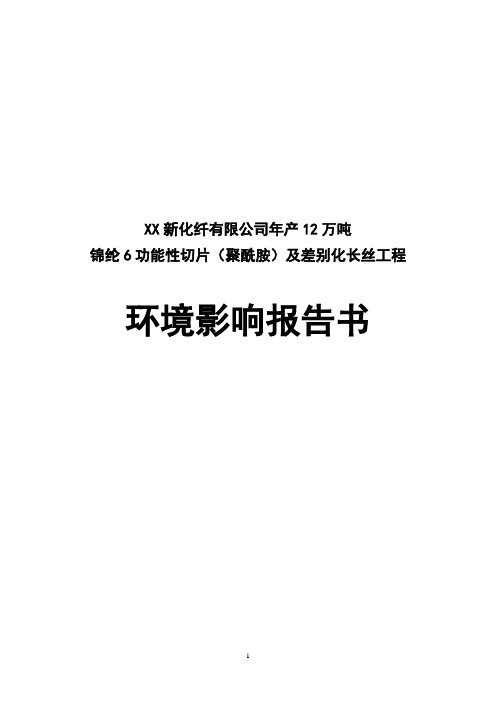 2017年新化纤有限公司年产12万吨锦纶6功能性切片(聚酰胺)及差别化长丝工程环境影响报告书