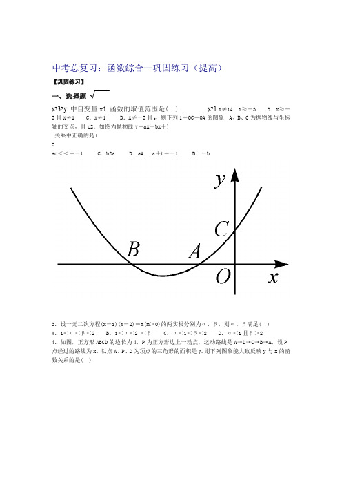 北师大初中数学中考总复习函数综合 巩固练习提高