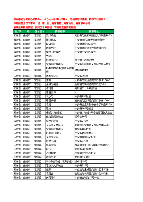 2020新版云南省曲靖市富源县服装工商企业公司商家名录名单黄页联系电话号码地址大全209家