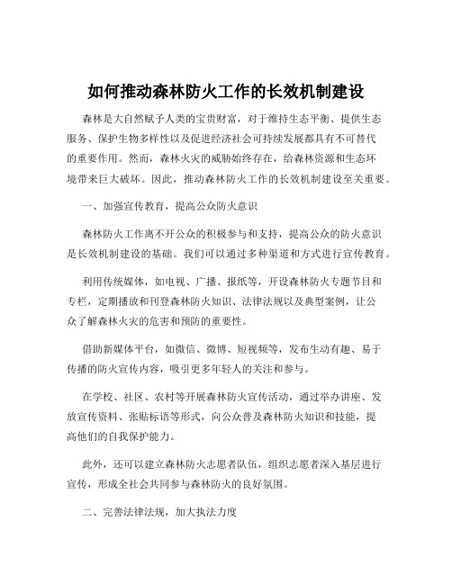 如何推动森林防火工作的长效机制建设