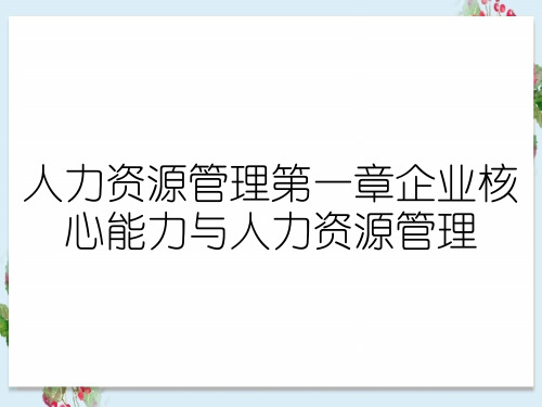 人力资源管理第一章企业核心能力与人力资源管理