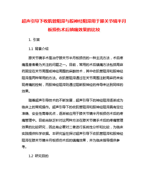 超声引导下收肌管阻滞与股神经阻滞用于膝关节镜半月板损伤术后镇痛效果的比较