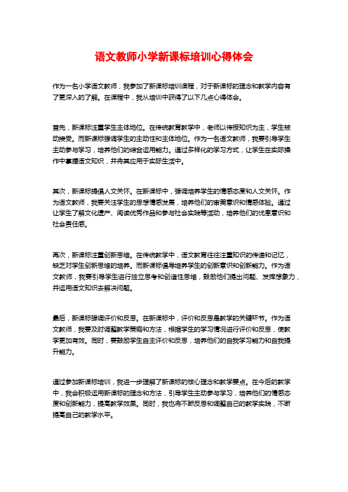 语文教师小学新课标培训心得体会