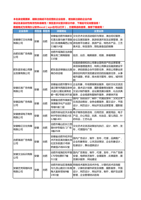 新版安徽省合肥广告户外广告工商企业公司商家名录名单联系方式大全400家