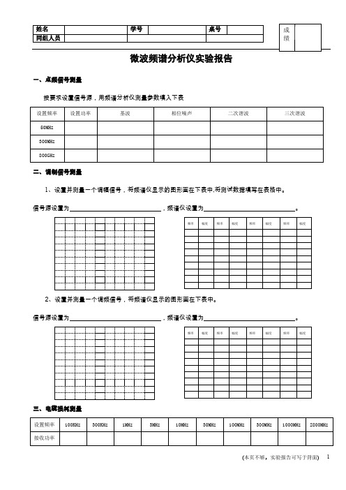 微波频谱分析仪试验报告