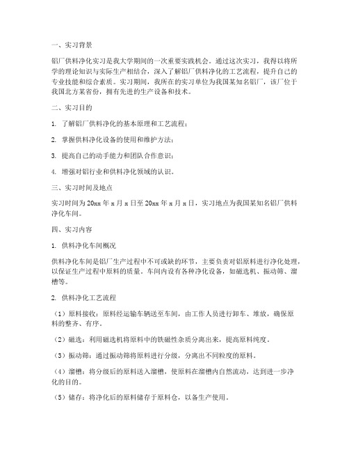 铝厂供料净化实习报告