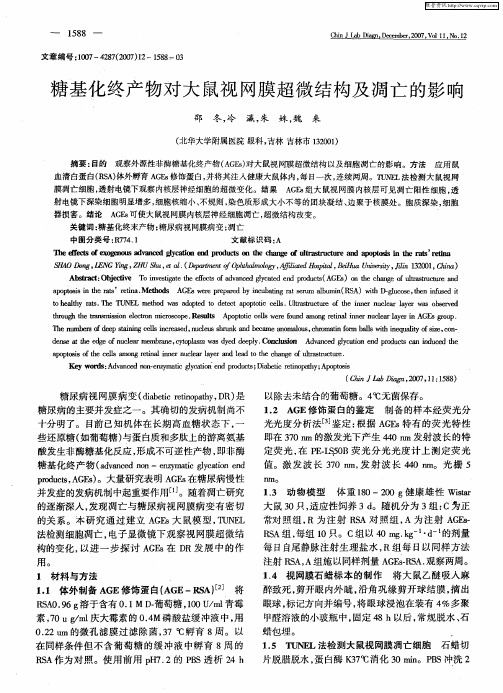 糖基化终产物对大鼠视网膜超微结构及凋亡的影响