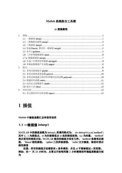 Matlab__数据处理函数(插值,拟合,回归分析)