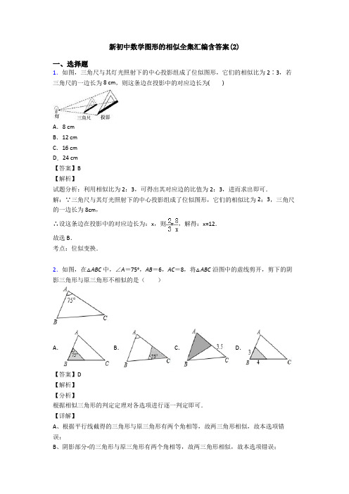 新初中数学图形的相似全集汇编含答案(2)