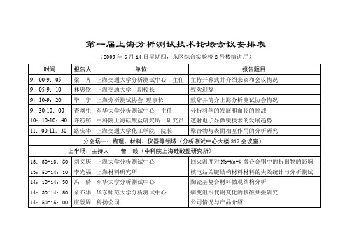 第一届上海分析测试技术论坛会议安排表