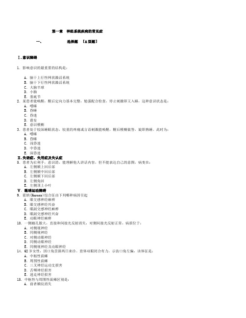 神经病学题库(第一章)