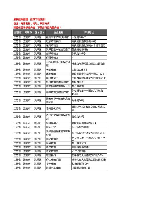 新版江苏省淮安市洪泽区玻璃店企业公司商家户名录单联系方式地址大全27家