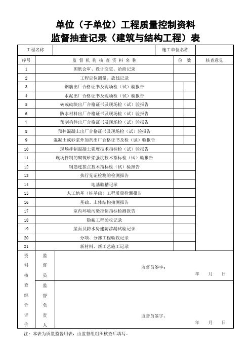 工程质量控制资料--建筑与结构工程