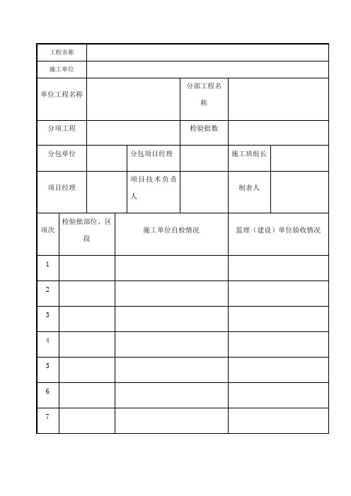 市政道路工程资料表格全套