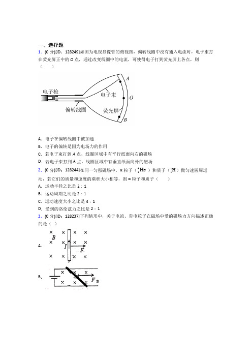 北京丰台区第二中学高中物理选修二第一章《安培力与洛伦兹力》检测(有答案解析)