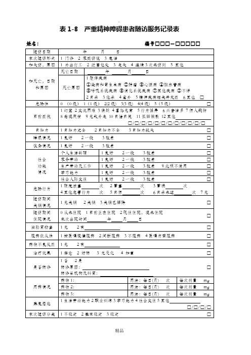 严重精神障碍患者随访服务记录表