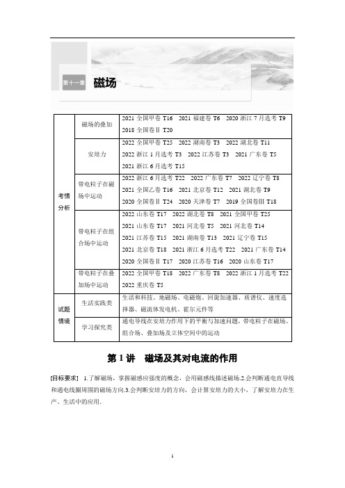 新高考,高中物理 复习试卷讲义 第11章 第1讲 磁场及其对电流的作用