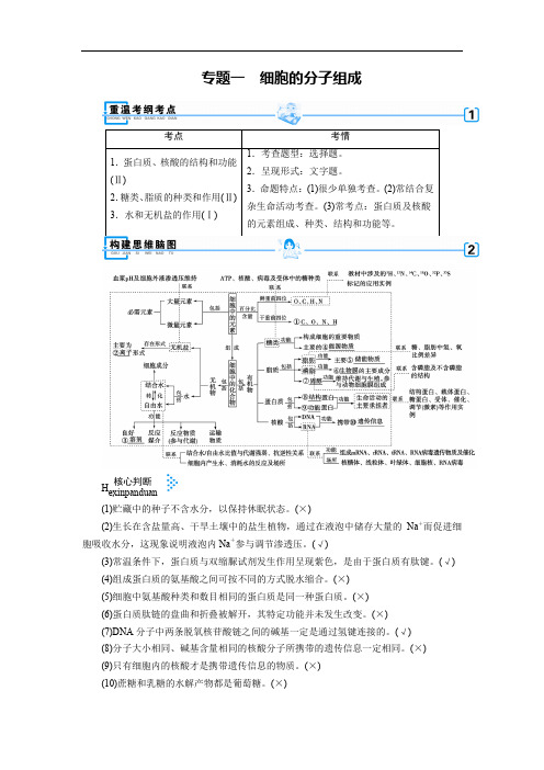 2019高考生物大二轮复习精品教师用书：专题一 细胞的分子组成 Word版含答案