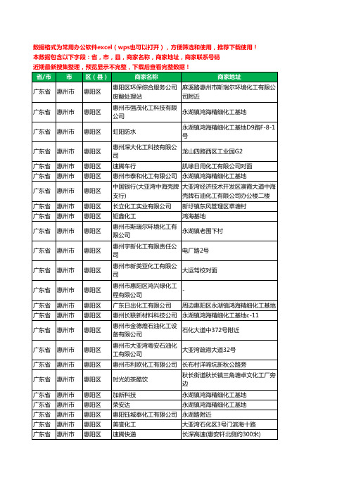 2020新版广东省惠州市惠阳区化工有限公司工商企业公司商家名录名单黄页联系电话号码地址大全135家