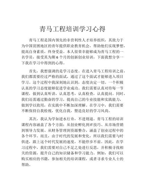 青马工程培训学习心得