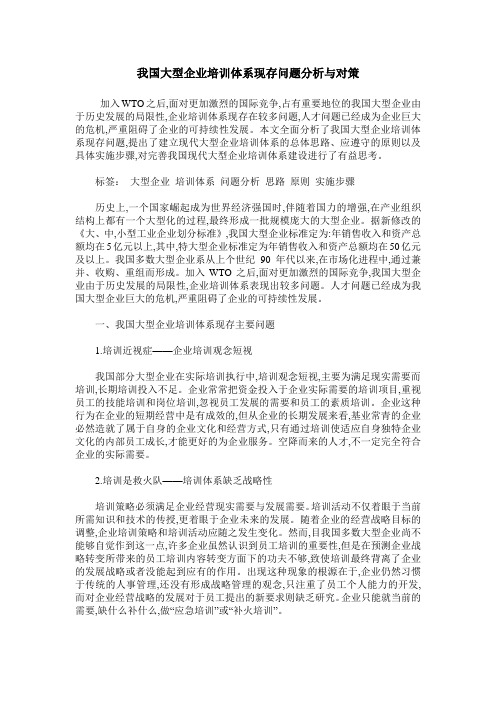 我国大型企业培训体系现存问题分析与对策