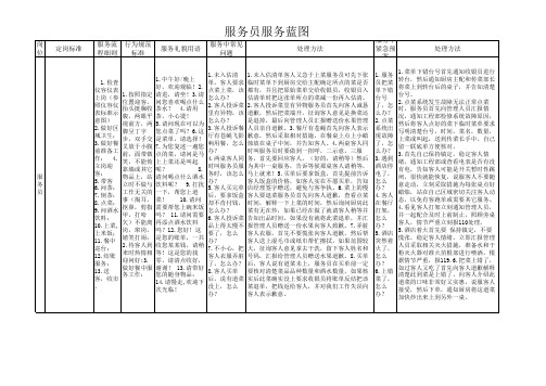 服务员服务蓝图