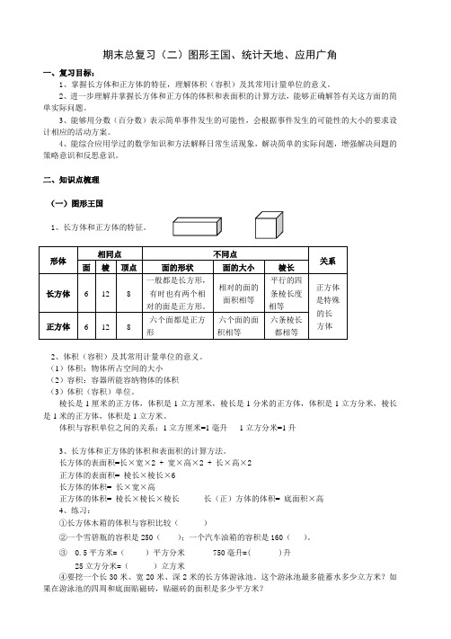 苏教版六年级上册数学期末总复习(二)图形王国统计天地应用广角