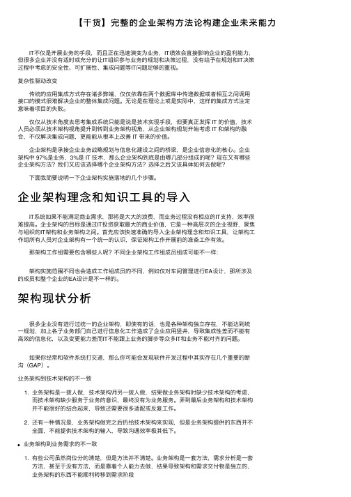 【干货】完整的企业架构方法论构建企业未来能力