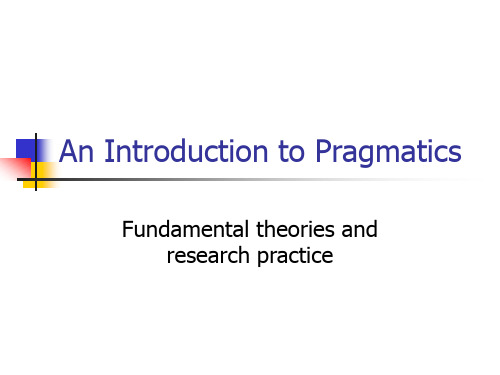 Chapter One An Introduction to Pragmatics