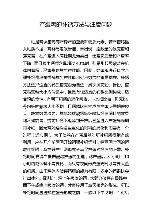 产蛋鸡的补钙方法与注意问题