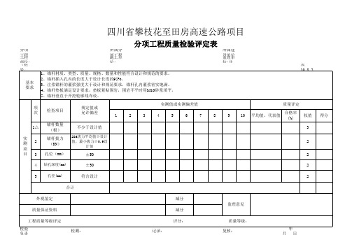 锚杆支护质量评定表