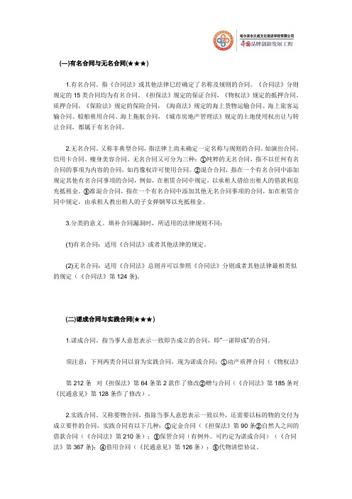 公务员考试法律常识之民法(121):合同的分类①